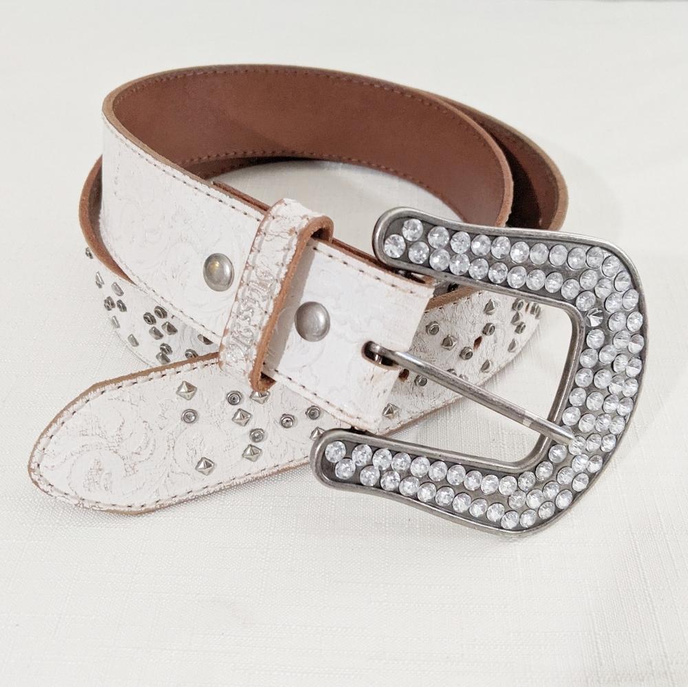 Miss me white leather belt size M